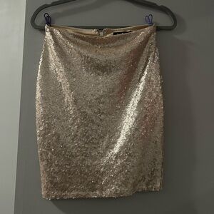Lulu's Shimmering Gold Sequin Pencil Skirt